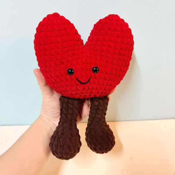 Crochet Heart Plush Jellycat Inspired, Red Amigurumi Heart Toy, Valentine Gift - Picture 3 of 9